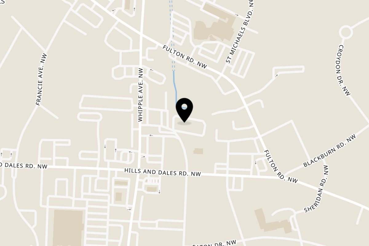 Map showing the location of Nelsons Bar & Grill on 3110 Whipple Ave NW #1 in Canton